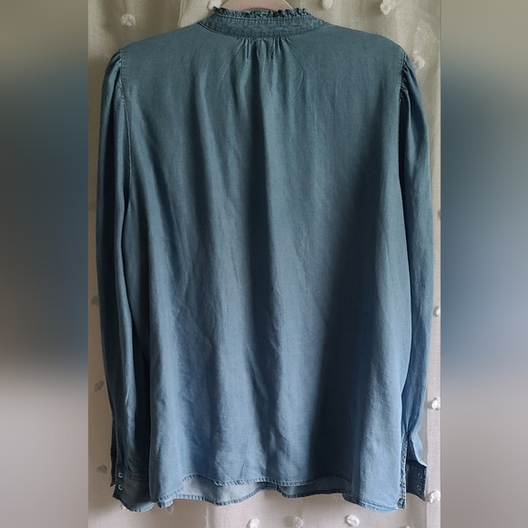 Wonderly chambray denim ruffle blouse XXL plus women's - Picture 10 of 13